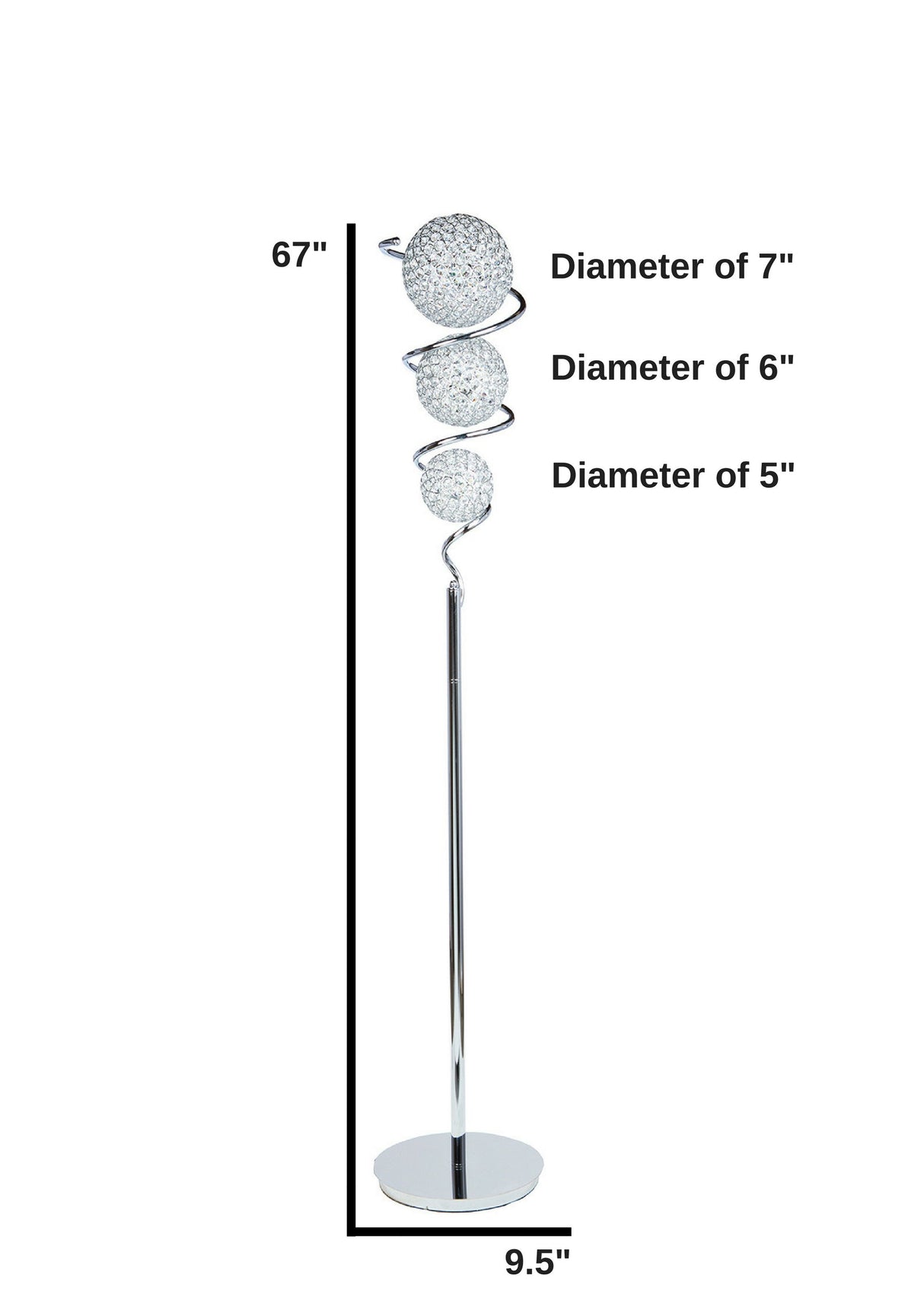 Vertical Crystal Sphere Floor Lamp // 3 Light  | Finesse - Home Elegance USA