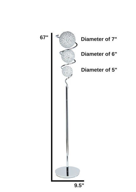 Vertical Crystal Sphere Floor Lamp // 3 Light  | Finesse - Home Elegance USA