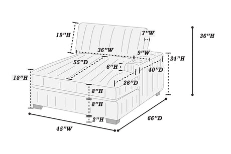 Contemporary Modern 7-PC Modular U-Sectional Sofa Set USB Cup Holder Black Finish Corduroy Living Room Furniture Couch - sold by Home Elegance USA