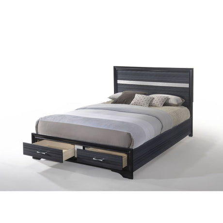 Acme - Naima EK Bed W/Storage 25897EK Black Finish