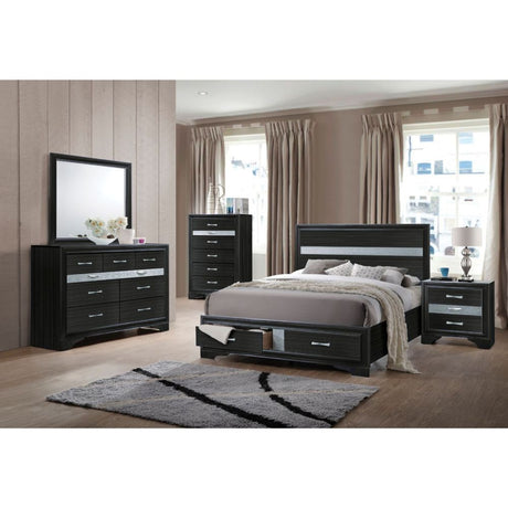 Acme - Naima EK Bed W/Storage 25897EK Black Finish