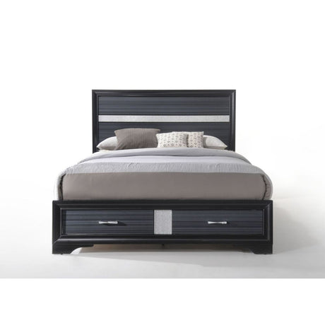 Acme - Naima Queen Bed W/Storage 25900Q Black Finish