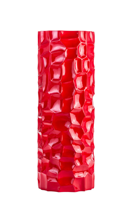 Textured Honeycomb Vase // Red, 36"  | Finesse - sold by Home Elegance USA