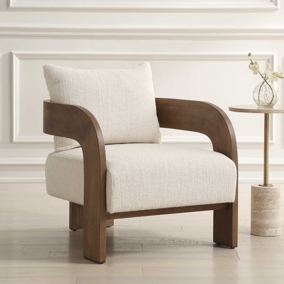 Rowan Accent Chair Ivory - Beige by Uttermost - View 3