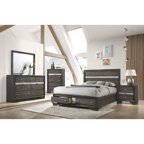 Acme - Naima Queen Bed W/Storage 25970Q Gray Finish