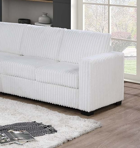 Elegant 4-Pc Sectional Set Milk One Arm Loveseat Corner Wedge Armless Chair Corduroy Upholstered L-Shaped Plush Couch - sold by Home Elegance USA