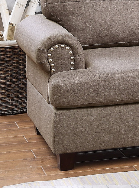 Contemporary 3-pcs Sectional Sofa Mocha Dorris Fabric Cushion Sofa Chaise Ottoman Reversible Couch Pillows - sold by Home Elegance USA