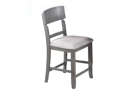 Contemporary 7pc Counter Height Dining Set Gray Table w Lazy Susan Built-in Leaf 6x High Chairs Kitchen Dining Room Storage Space Furniture - sold by Home Elegance USA