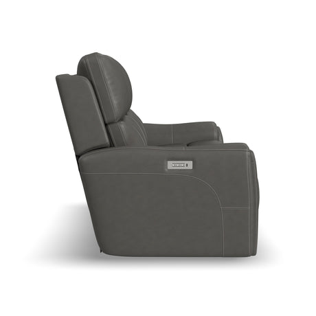 Carter Power Reclining Sofa With Console & Power Headrests & Lumbar - Smoke | Flexsteel