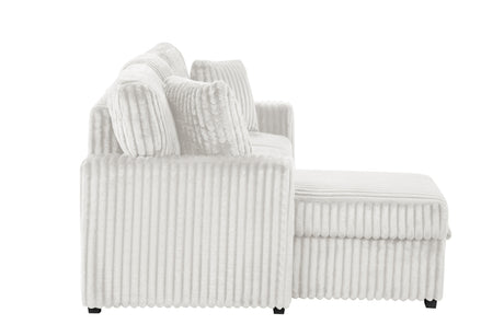 Plush Sectional Sofa W/ Pull Out Sleeper made with Velvet fabric- Cream (CA Warehouse inventory) - sold by Home Elegance USA