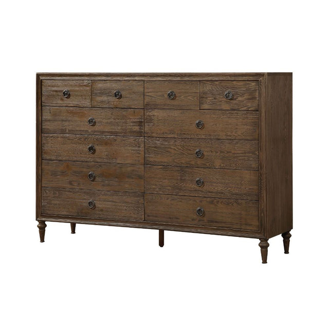 Acme - Inverness (Parker) Dresser (12 Drw) 26097 Reclaimed Oak Finish