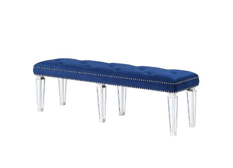 Acme - Varian Bench 26157 Blue Velvet & Mirrored