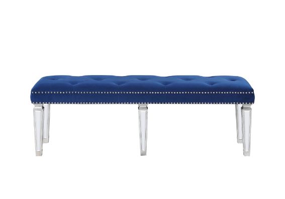 Acme - Varian Bench 26157 Blue Velvet & Mirrored