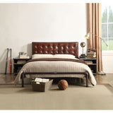 Acme - Brancaster Queen Bed 26210Q Vintage Brown Top Grain Leather