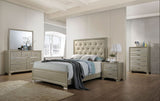 Acme - Carine Queen Bed 26240Q Synthetic Leather & Champagne Finish