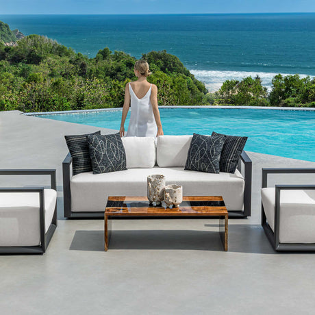 Remsen Outdoor Sofa Black / Oyster - Black / White by Uttermost - View 2