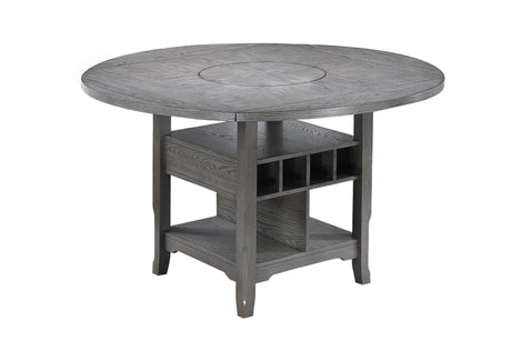 Contemporary 7pc Counter Height Dining Set Gray Table w Lazy Susan Built-in Leaf 6x High Chairs Kitchen Dining Room Storage Space Furniture - sold by Home Elegance USA