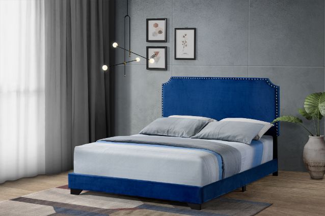 Acme - Haemon Queen Bed 26760Q Blue Velvet