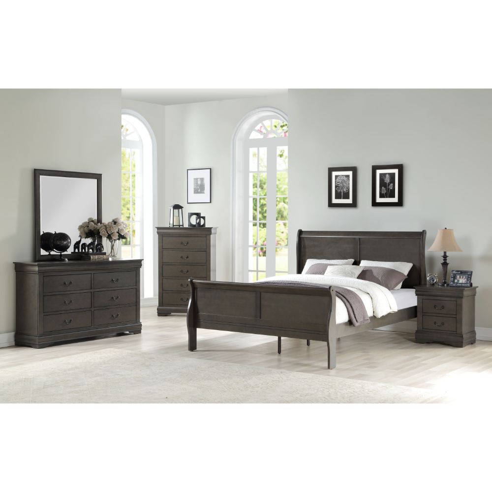 Acme - Louis Philippe Queen Bed 26790Q Dark Gray Finish