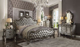 Acme - Versailles II Queen Bed 26840Q Silver Synthetic Leather & Antique Platinum Finish