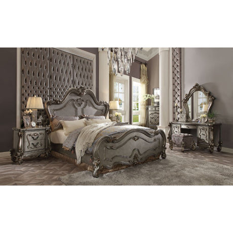 Acme - Versailles EK Bed 26857EK Antique Platinum Finish