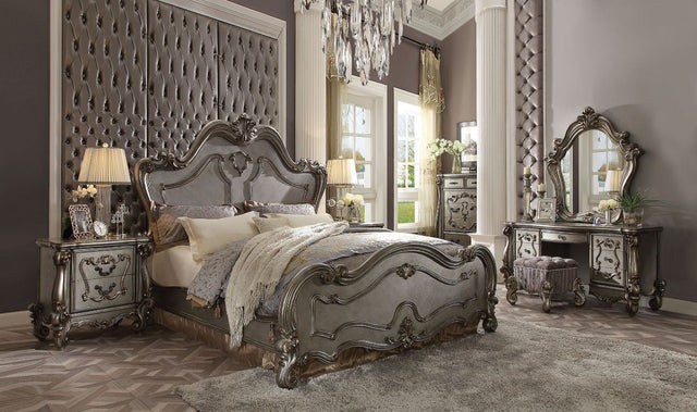 Acme - Versailles Queen Bed 26860Q Antique Platinum Finish