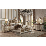 Acme - Picardy CK Bed 26894CK Butterscotch Synthetic Leather & Antique Pearl Finish