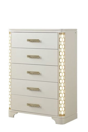 Jasmine 5-Drawer Chest with side LED Lightning made with Wood in Beige same as G150109062  (NJ inventory)