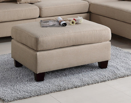 Sand Color 3pcs Sectional Living Room Furniture Reversible Chaise Sofa And Ottoman Polyfiber Linen Like Fabric Cushion Couch - sold by Home Elegance USA