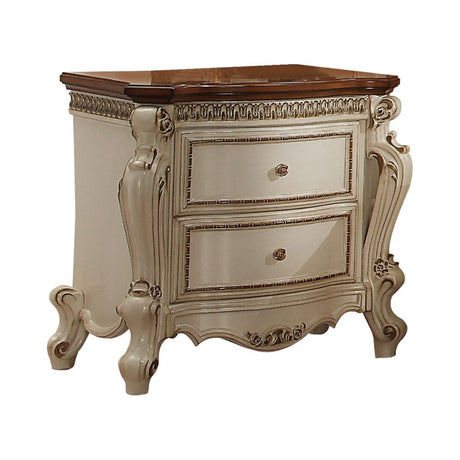 Acme - Picardy Nightstand 26903 Antique Pearl & Cherry Oak Finish