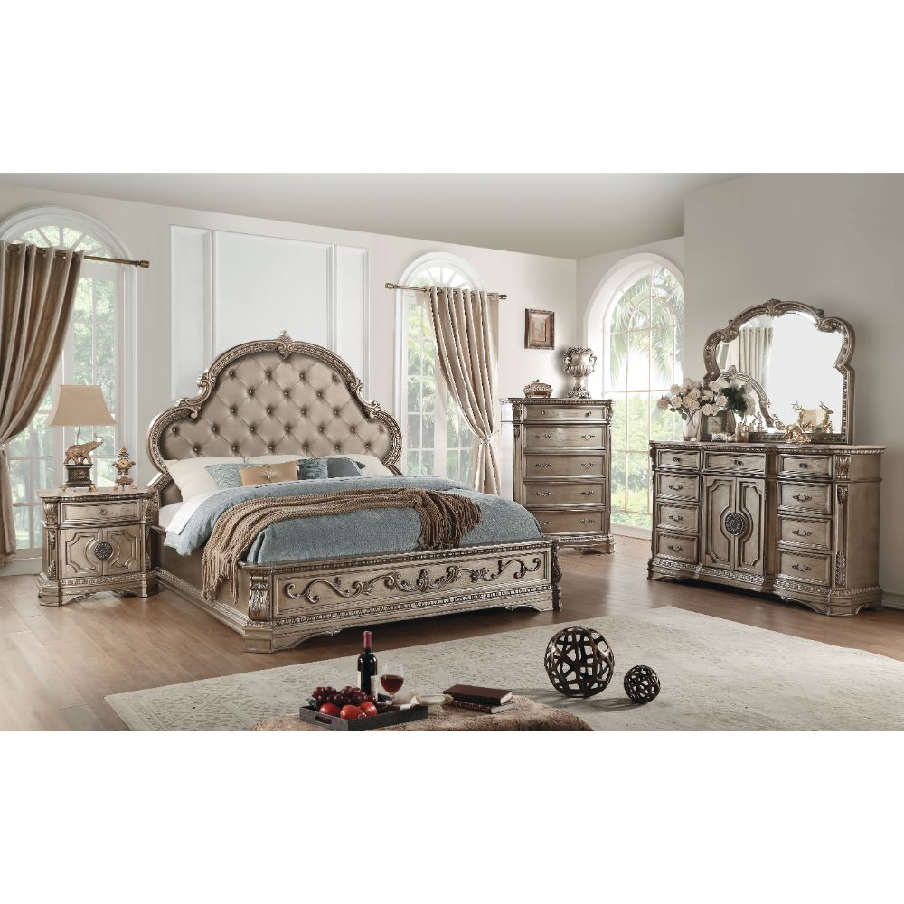 Acme - Northville Dresser W/Marble Top 26937 Marble Top & Antique Silver Finish