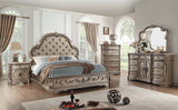 Acme - Northville EK Bed 26927EK Synthetic Leather & Antique Silver Finish