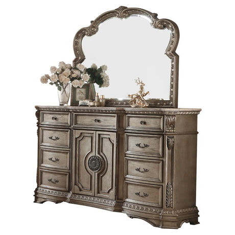 Acme - Northville Dresser W/Marble Top 26937 Marble Top & Antique Silver Finish