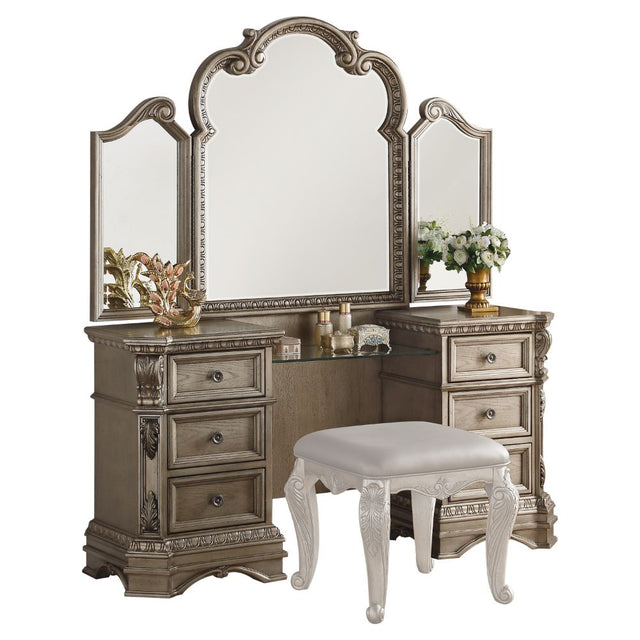 Acme - Northville Vanity Desk 26940 Antique Silver Finish