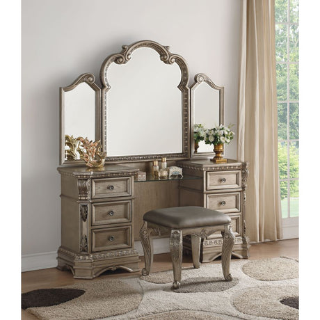 Acme - Northville Vanity Desk 26940 Antique Silver Finish