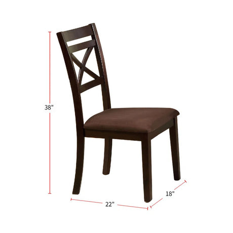 Transitional Style 7pc Dining Table Set 1x Table 6x Chair Microfiber Padded Seat Cross Back Seat Espresso Finish - sold by Home Elegance USA