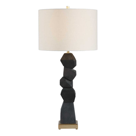 Demelo Stacked Wood Table Lamp - Black by Uttermost - View 5