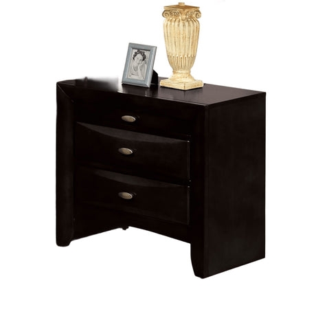 Contemporary Full Size Bed 2x Nightstands Headboard Bookcase Black Color 3pc Set Bedroom Furniture - sold by Home Elegance USA