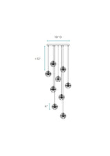9 light Crystal Spheres Chandelier // Round Chrome Canopy  | Finesse