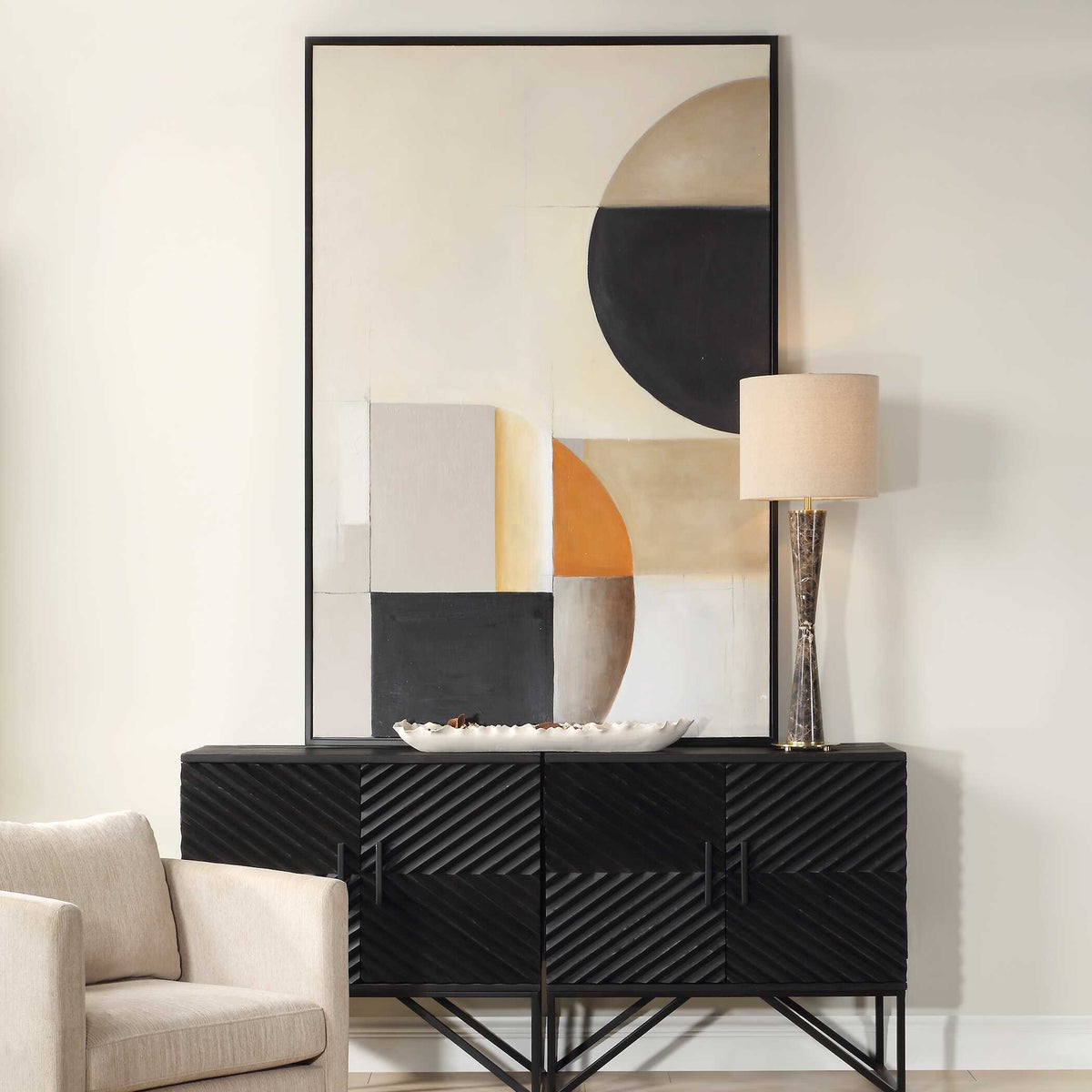 Western Hemisphere Hand Painted Canvas Black / Brown / Gray / Orange - Light Brown / Black by Uttermost - View 2