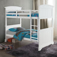 Transition Twin Full Bunk Bed White Finish Plank Style And Bracket Feet