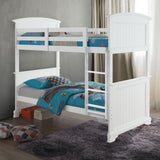 Transition Twin Full Bunk Bed White Finish Plank Style And Bracket Feet