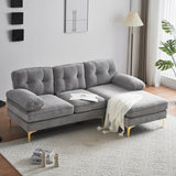 83" Modern Sectional Sofas Couches Velvet L Shaped Couches for Living Room, Bedroom, Light Grey - SG000980AAE - image - 8