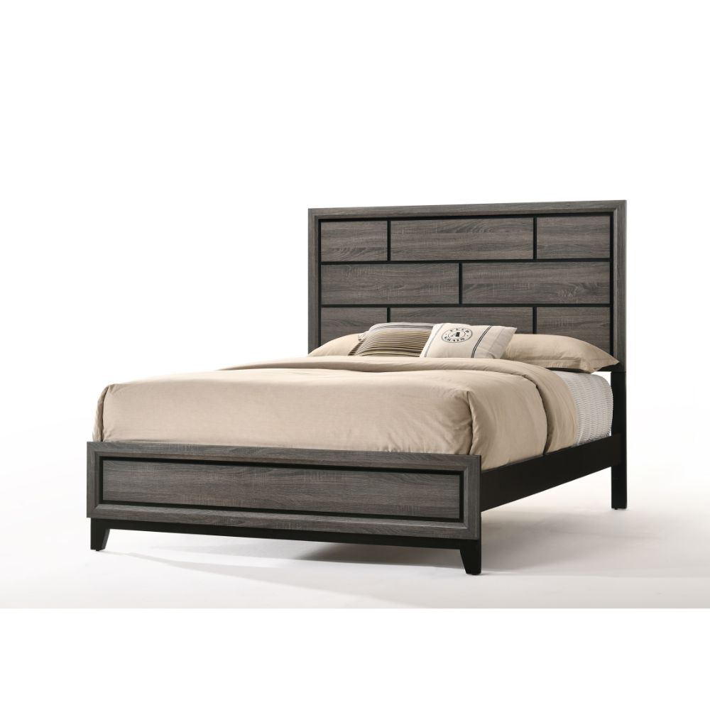 Acme - Valdemar EK Bed 27047EK Weathered Gray Finish