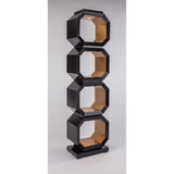 Artmax Black & Gold Etagere – Luxury Handpainted Display Cabinet with Lighting