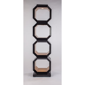 Artmax Black & Gold Etagere – Luxury Handpainted Display Cabinet with Lighting