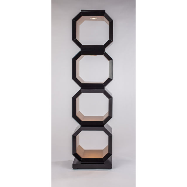 Artmax Black & Gold Etagere – Luxury Handpainted Display Cabinet with Lighting