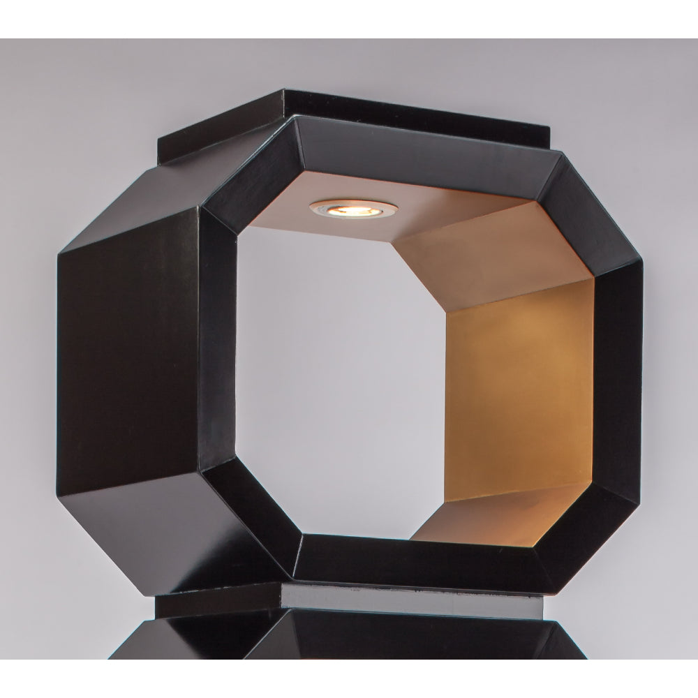 Artmax Black & Gold Etagere – Luxury Handpainted Display Cabinet with Lighting