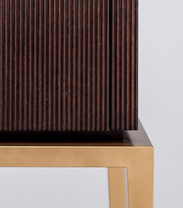 Dark Cherry Fluted Cabinet 2706-S with Gold Metal Base – Artmax - Home Elegance USA