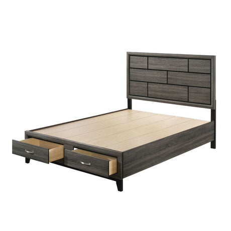 Acme - Valdemar Queen Bed W/Storage 27060Q Weathered Gray Finish